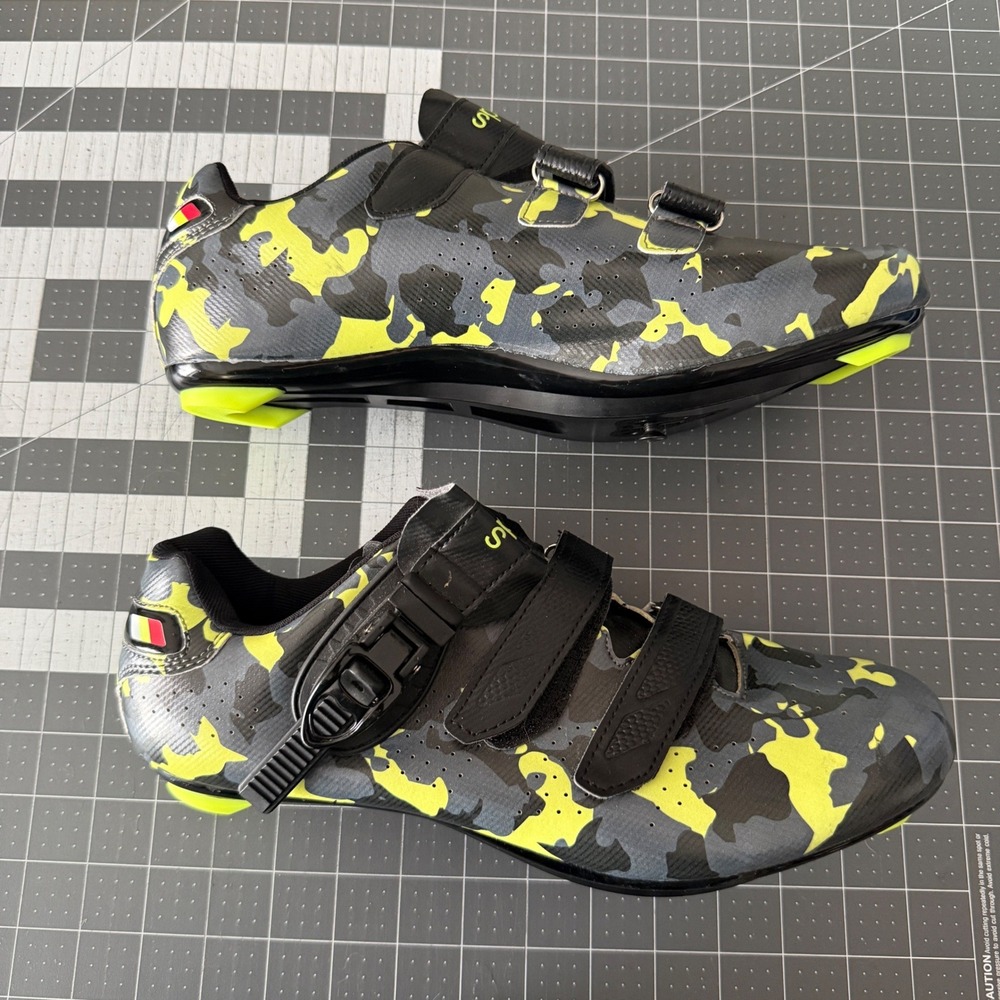 Santic Camo Road Cycling Shoes Ratchet Self Locking Mens Size 12 EU 46 Outdoor